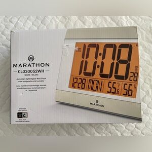 Marathon Digital Wall Clock with Temperature and Humidity